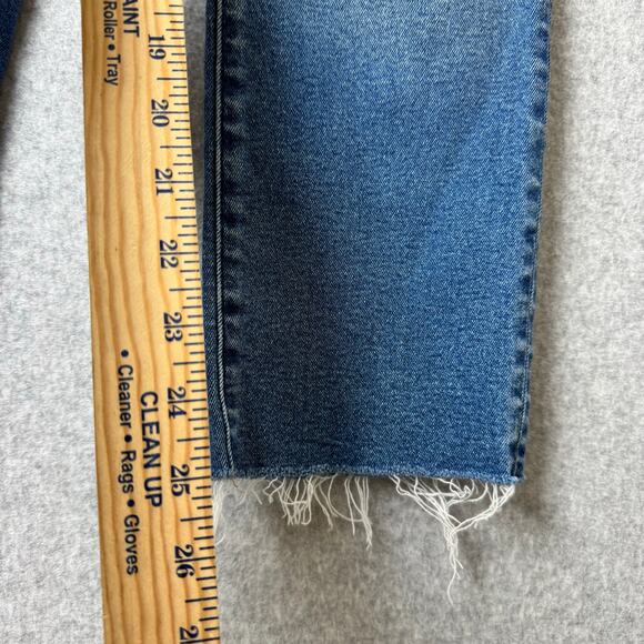 J.Crew Essential Straight Leg Jeans Women’s Size 26 Dark Wash Raw Hem Fair Trade - Picture 13 of 14